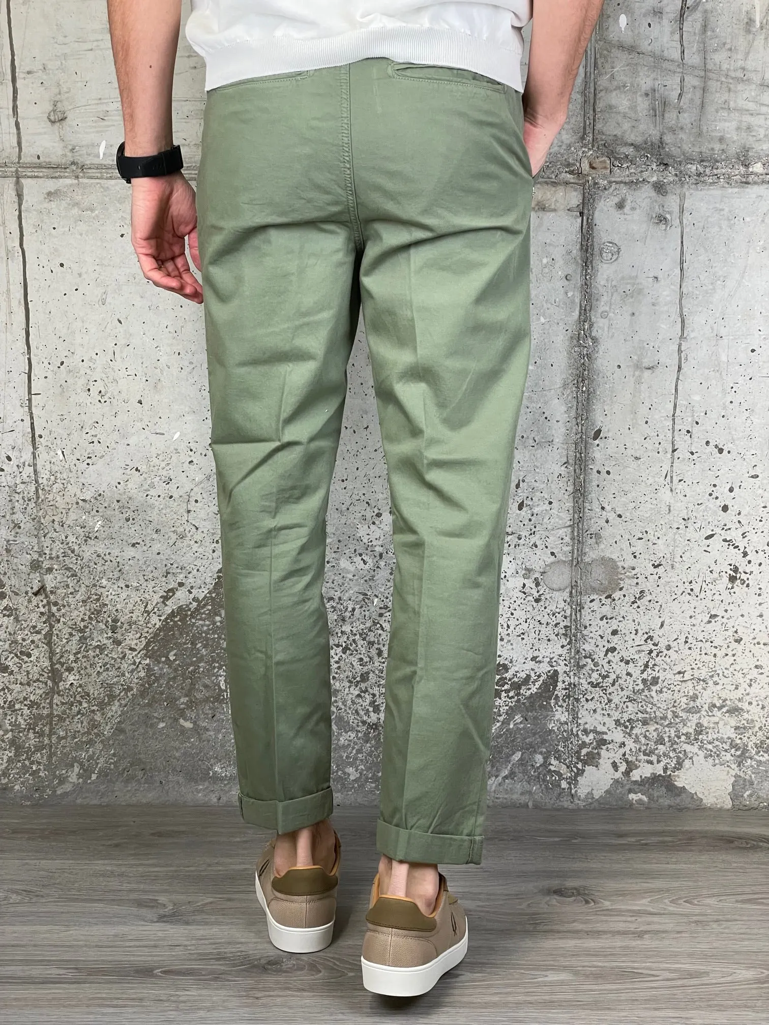 40Weft Pantalone Pence Cotone/Lino Joec Verde