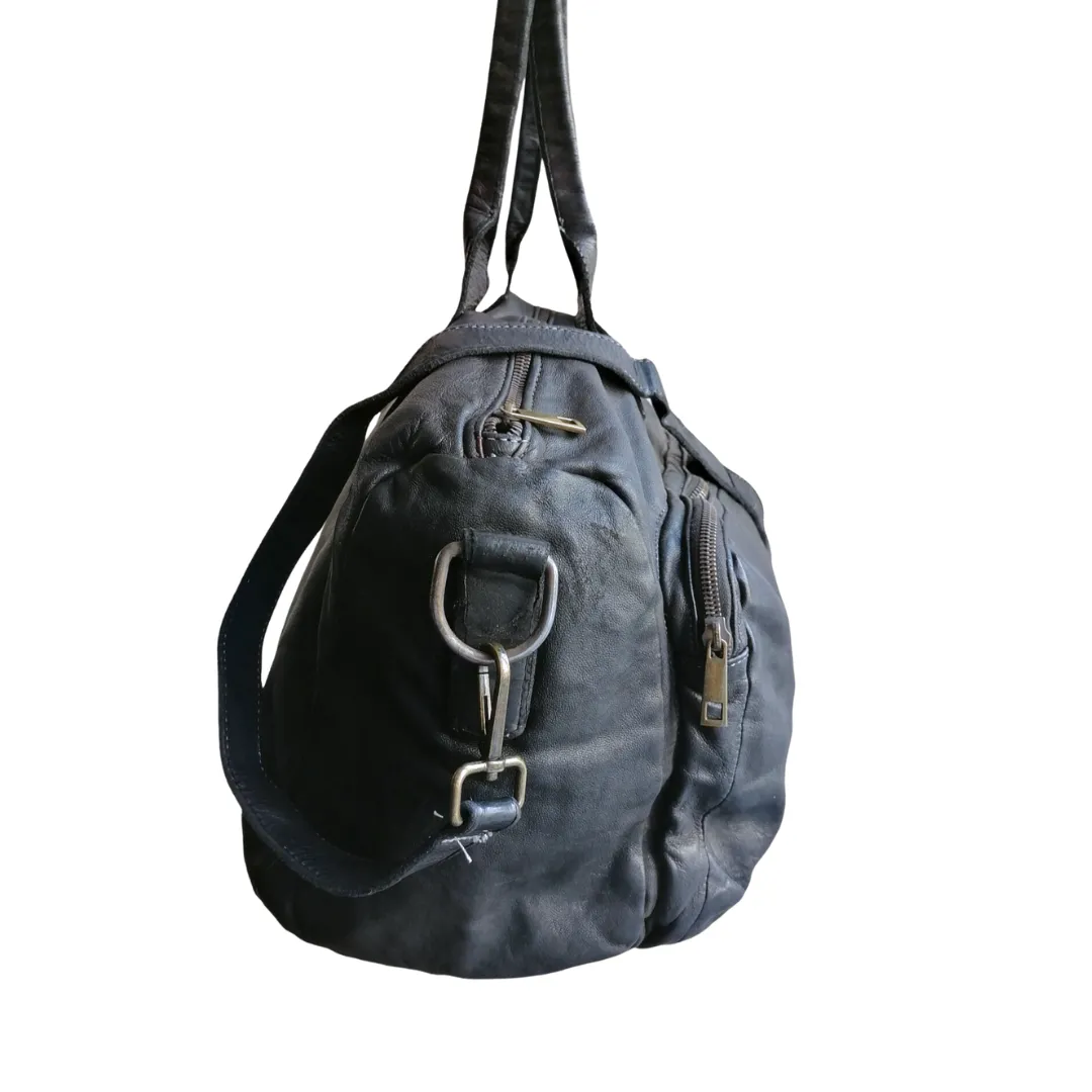 A Meta Prezzo! STOCK SS196 Borsa Viaggio Nero Pelle Sauvage Stile Vintage