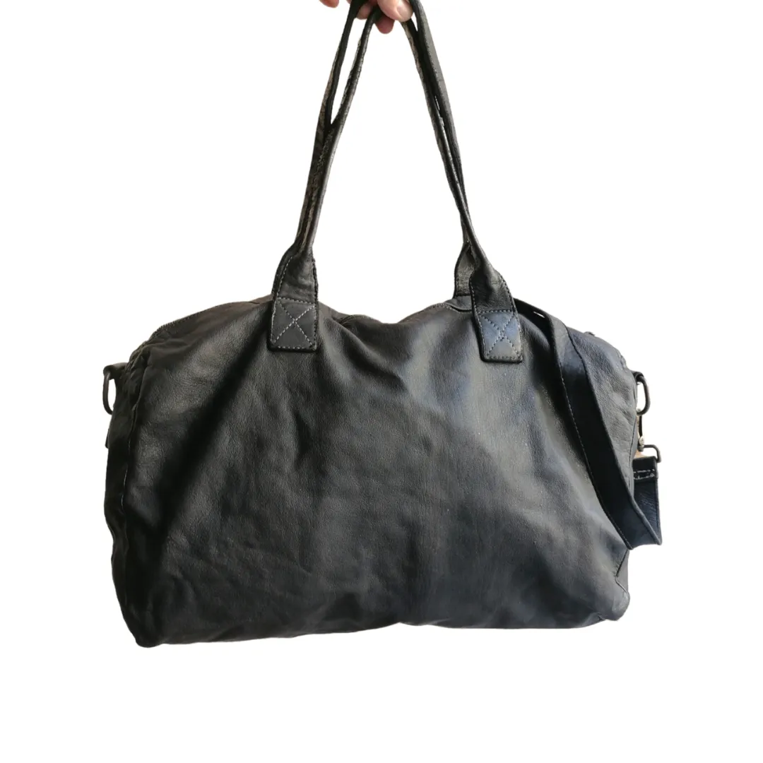 A Meta Prezzo! STOCK SS196 Borsa Viaggio Nero Pelle Sauvage Stile Vintage