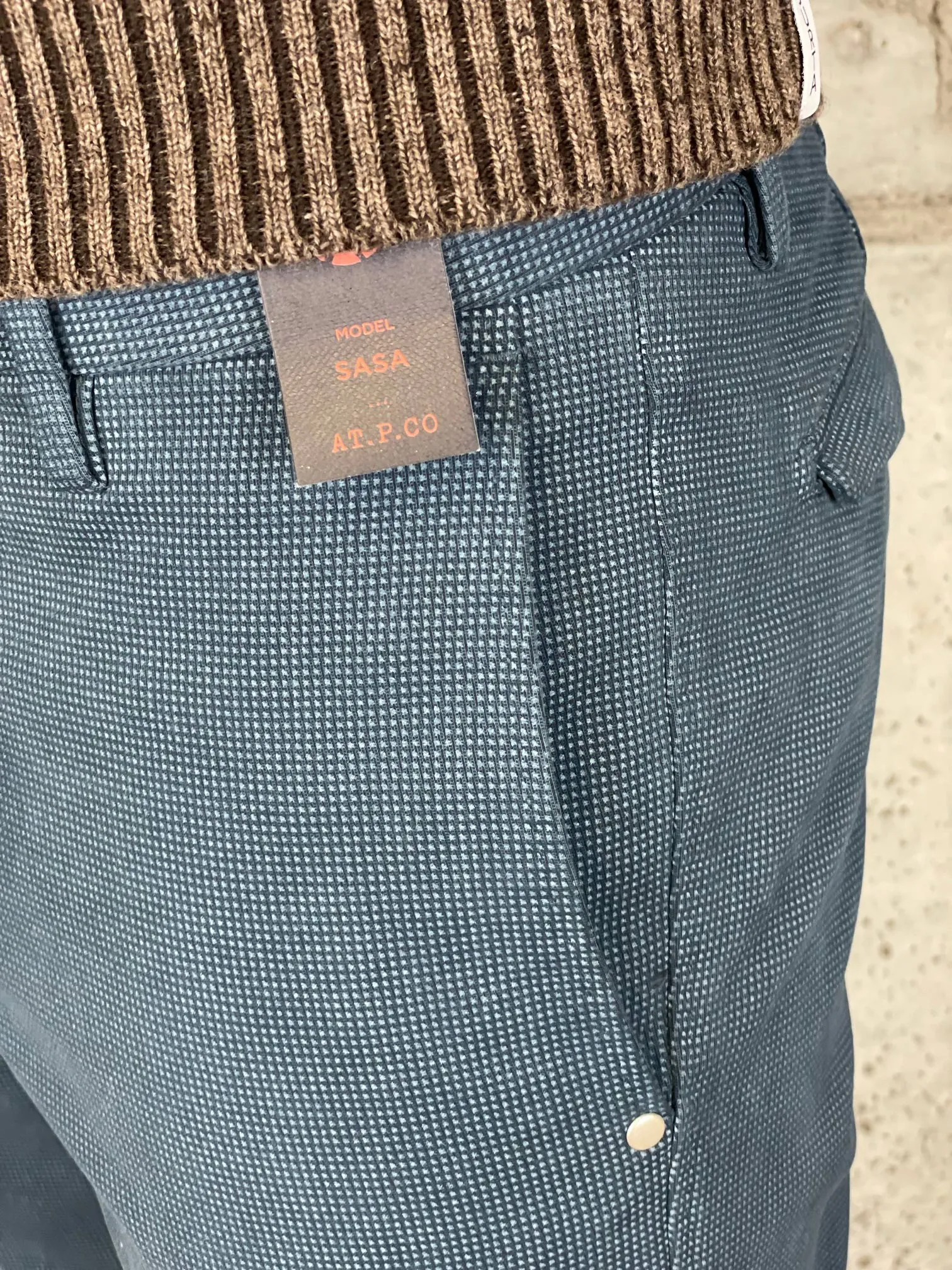 Atpco Pantalone Microfantasia Sasa Slim Oceano