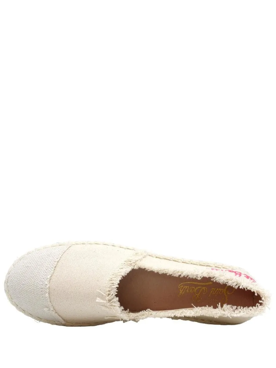 Beige canvas espadrillas con ricamo