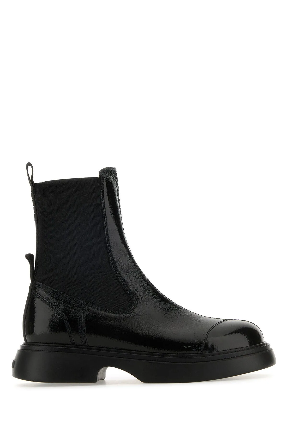 Black synthetic leather Chelsea ankle boots    