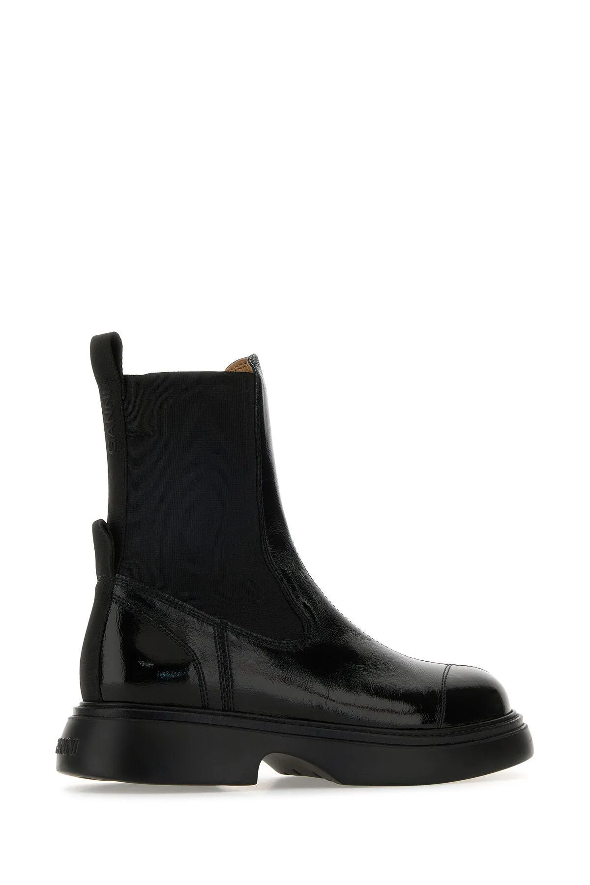 Black synthetic leather Chelsea ankle boots    