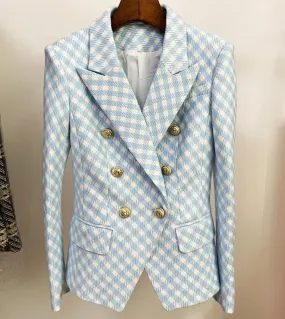 Blazer blu da donna Blazer a quadri blu da donna Blazer da donna blu scozzese