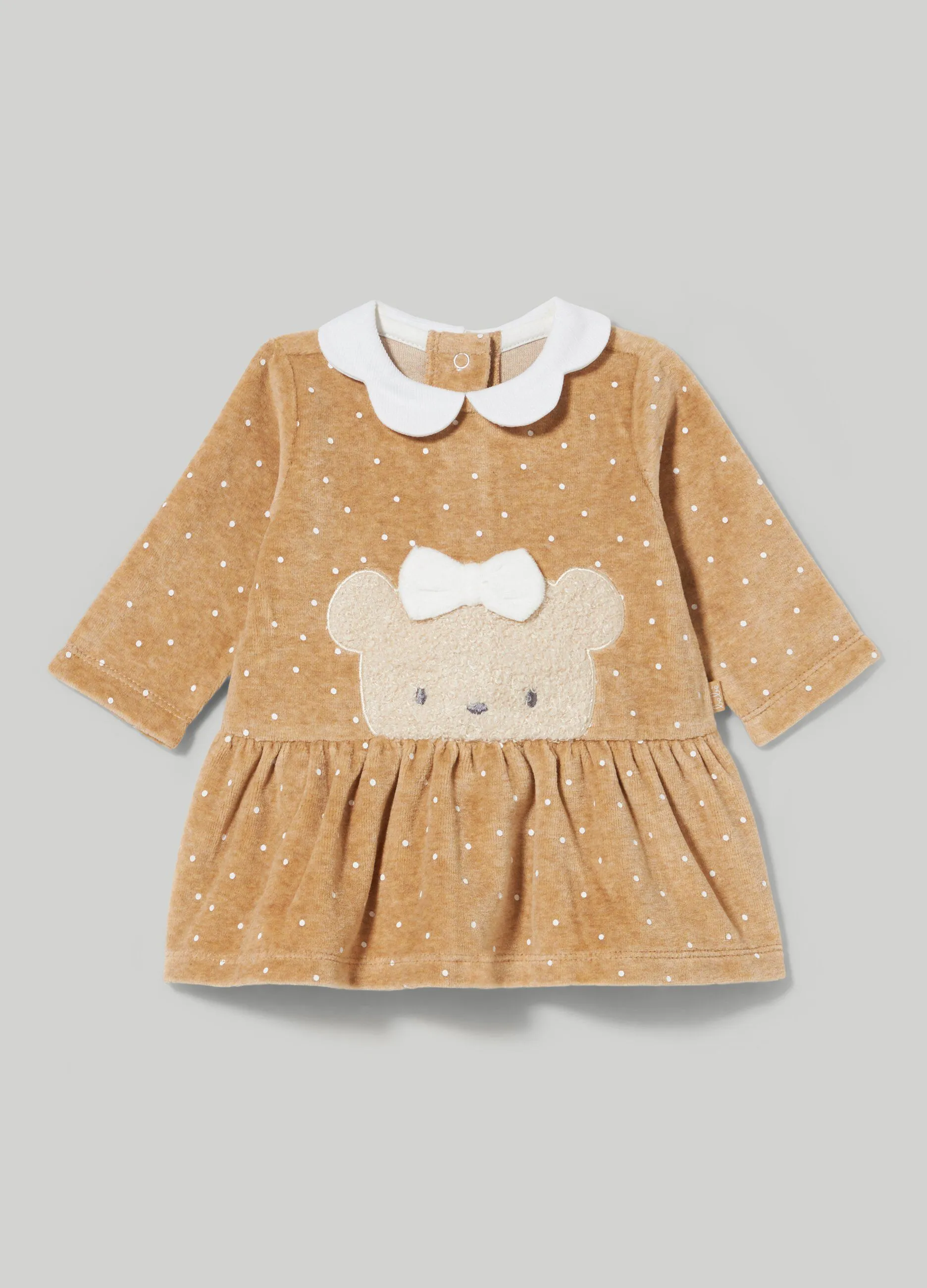 BLUKIDS  Vestito in ciniglia con stampa a pois neonata