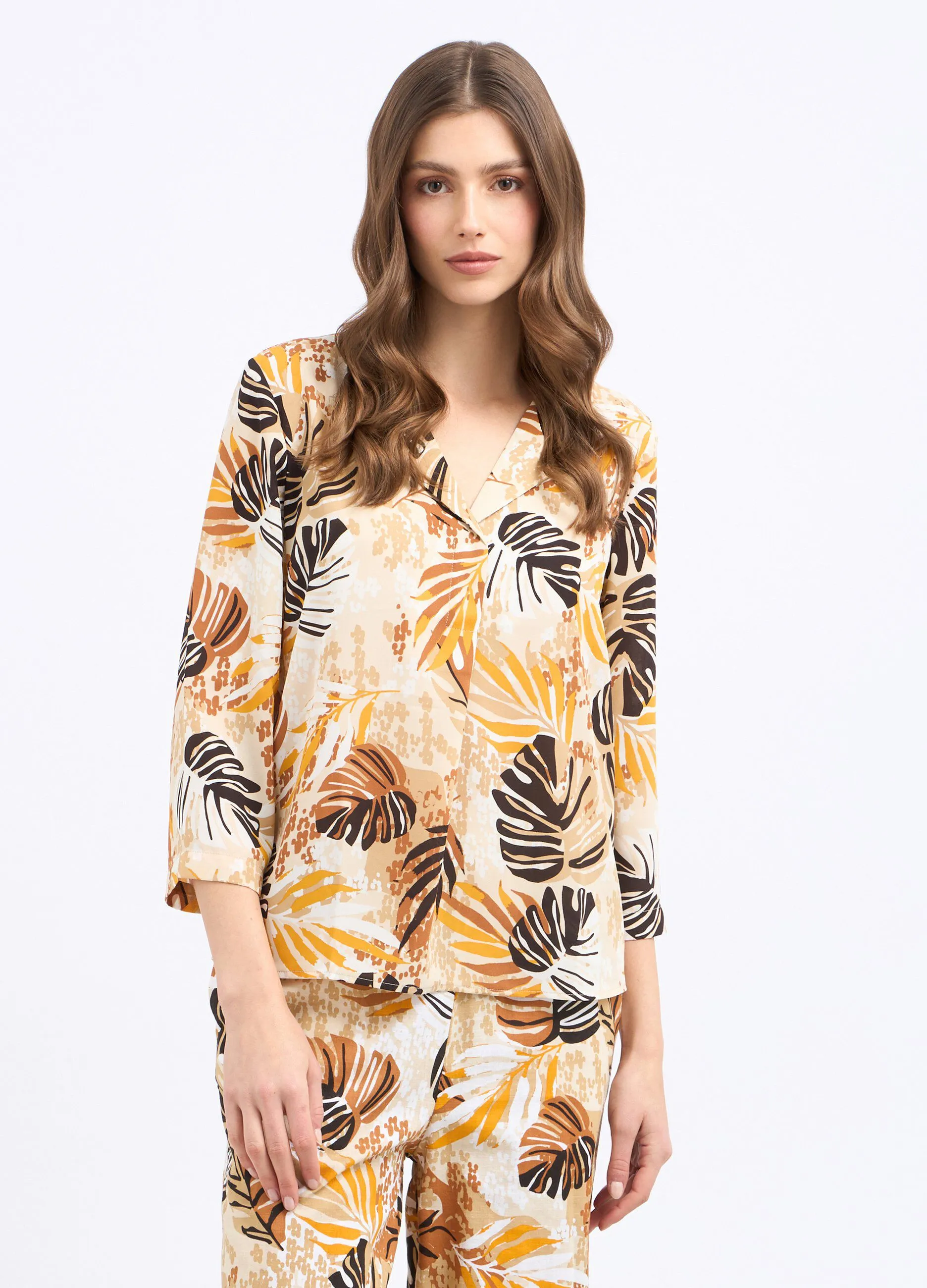 Blusa crepe foliage donna