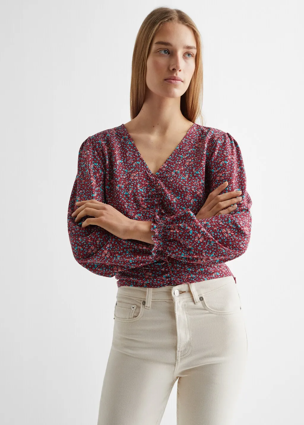 Blusa stampata increspata