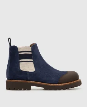 Brunello Cucinelli Chelsea per bambini in pelle scamosciata blu BVEGMZG109