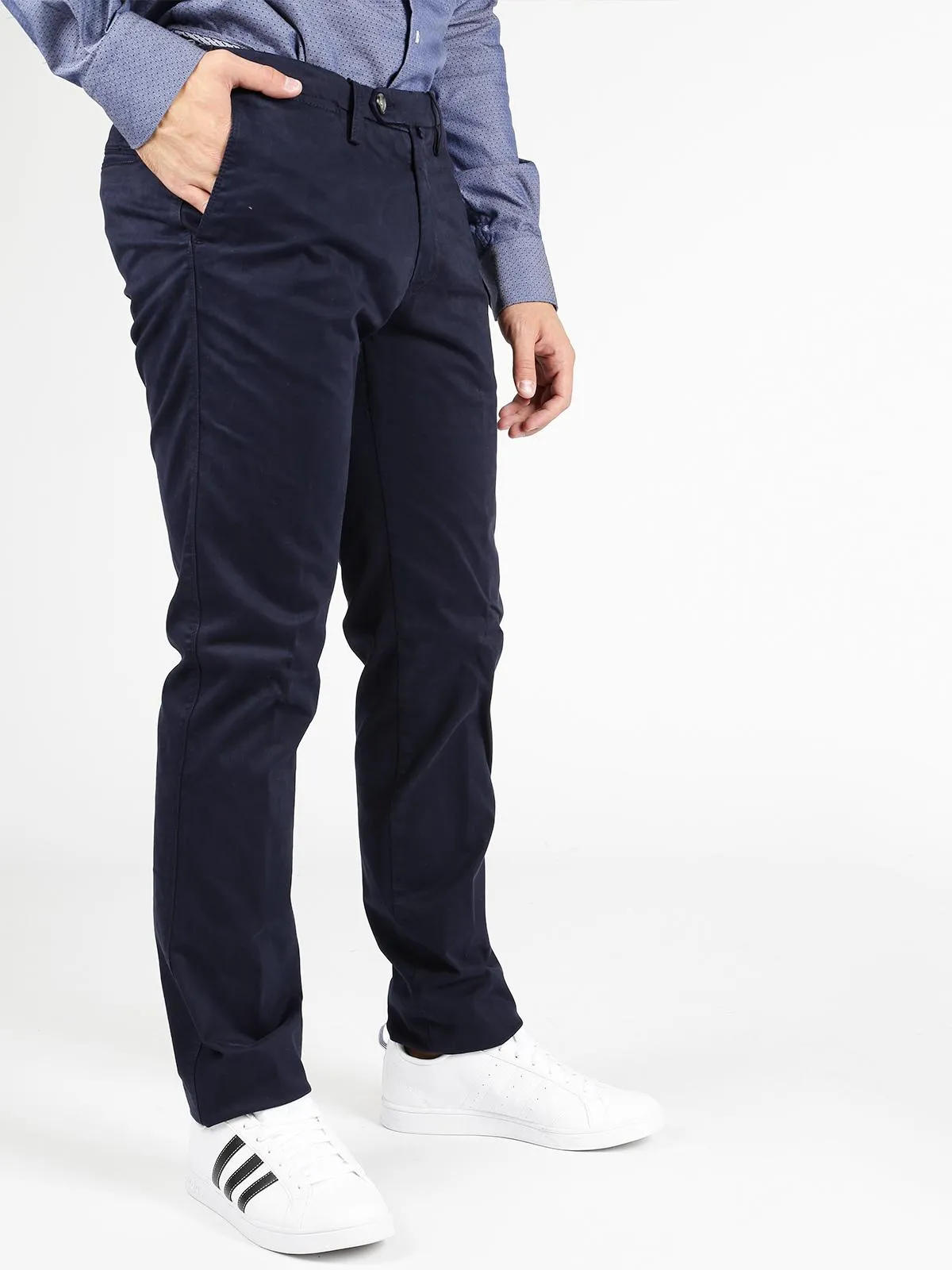 Chinos & Cotton Sapin régulier  pantalon en coton bleu