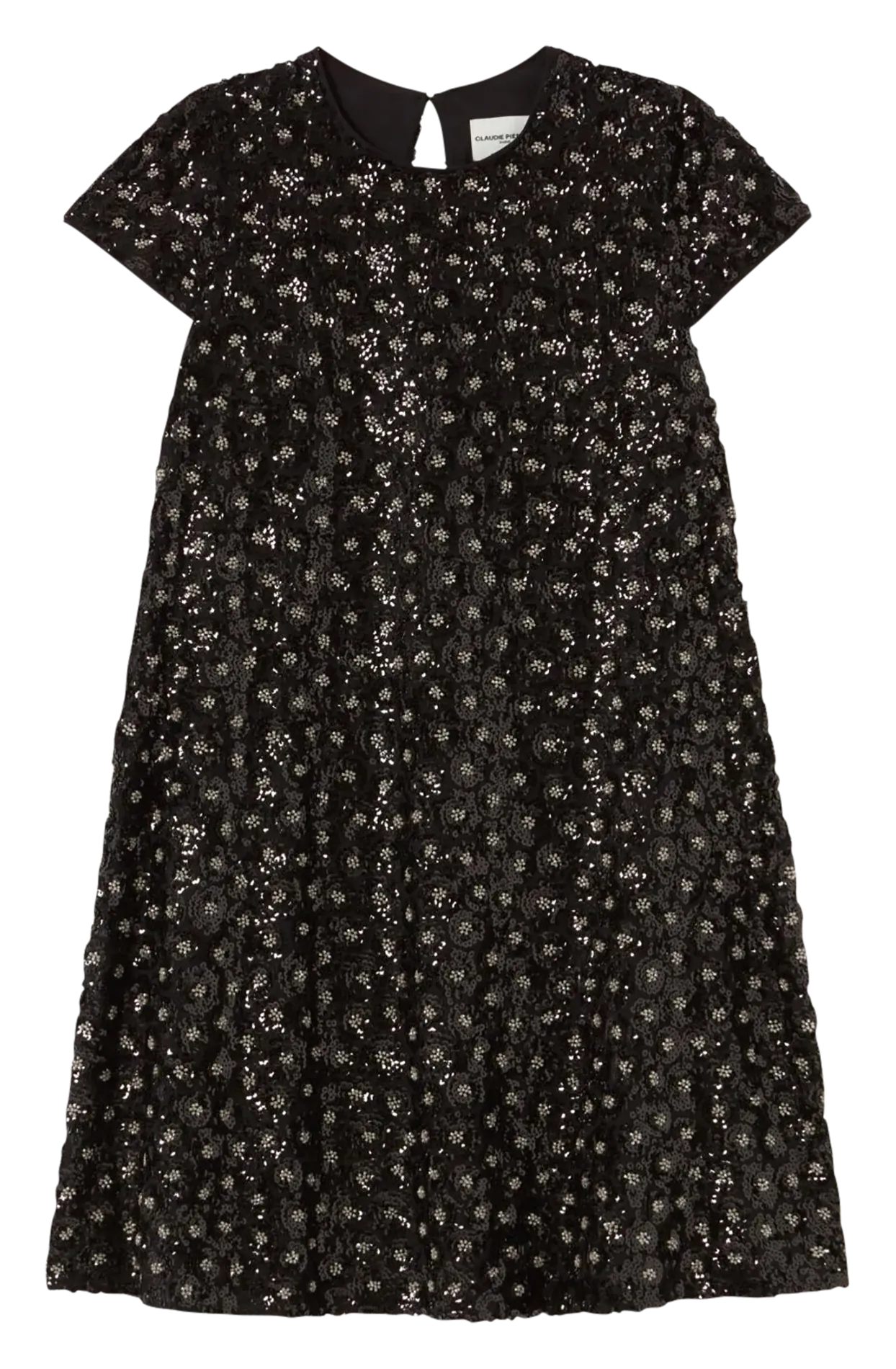  CLAUDIE PIERLOT   Vestito corto con scollo tondo e paillettes | Nero