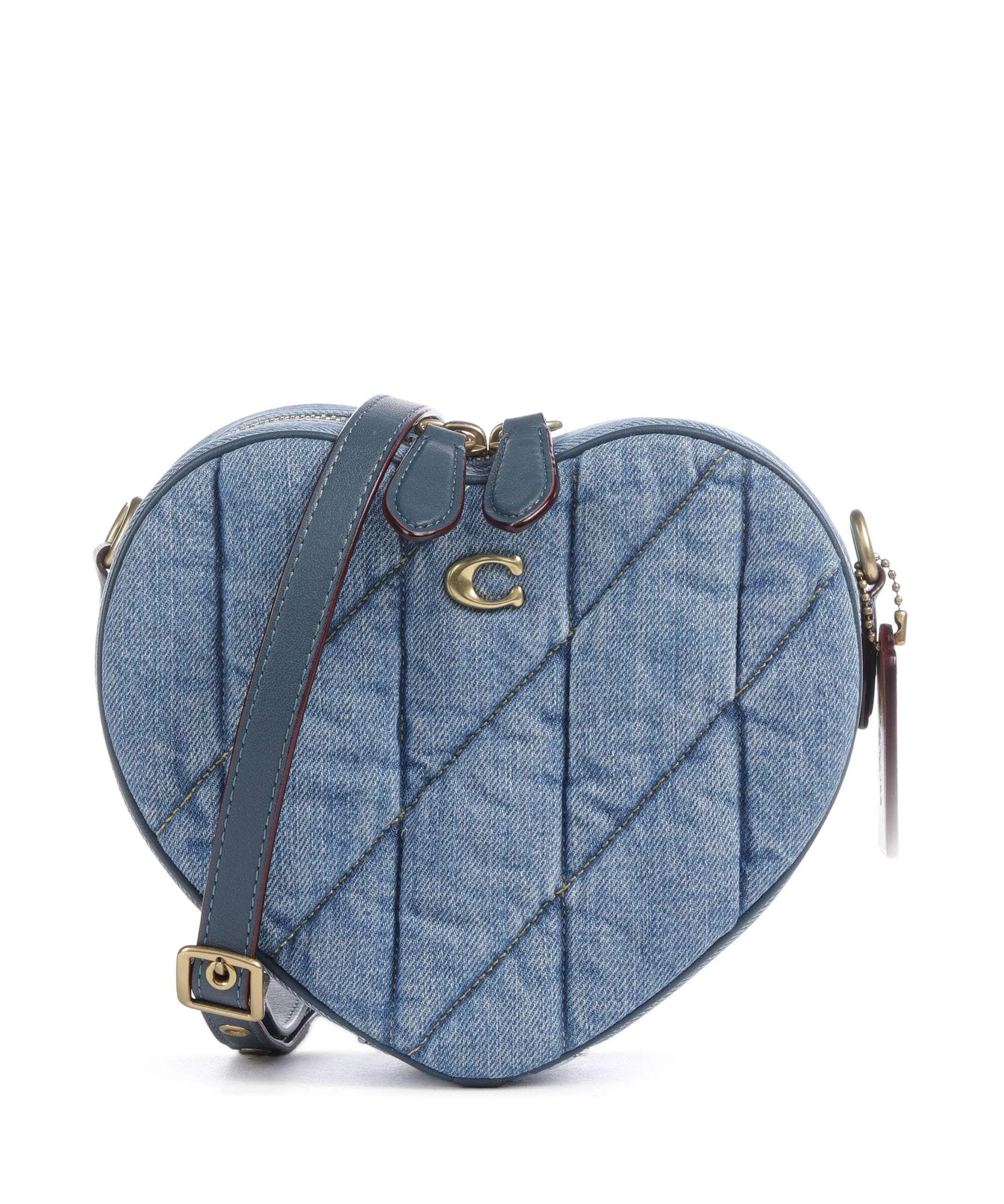  Coach Quilted Heart Borsa a tracolla tissu jeans  