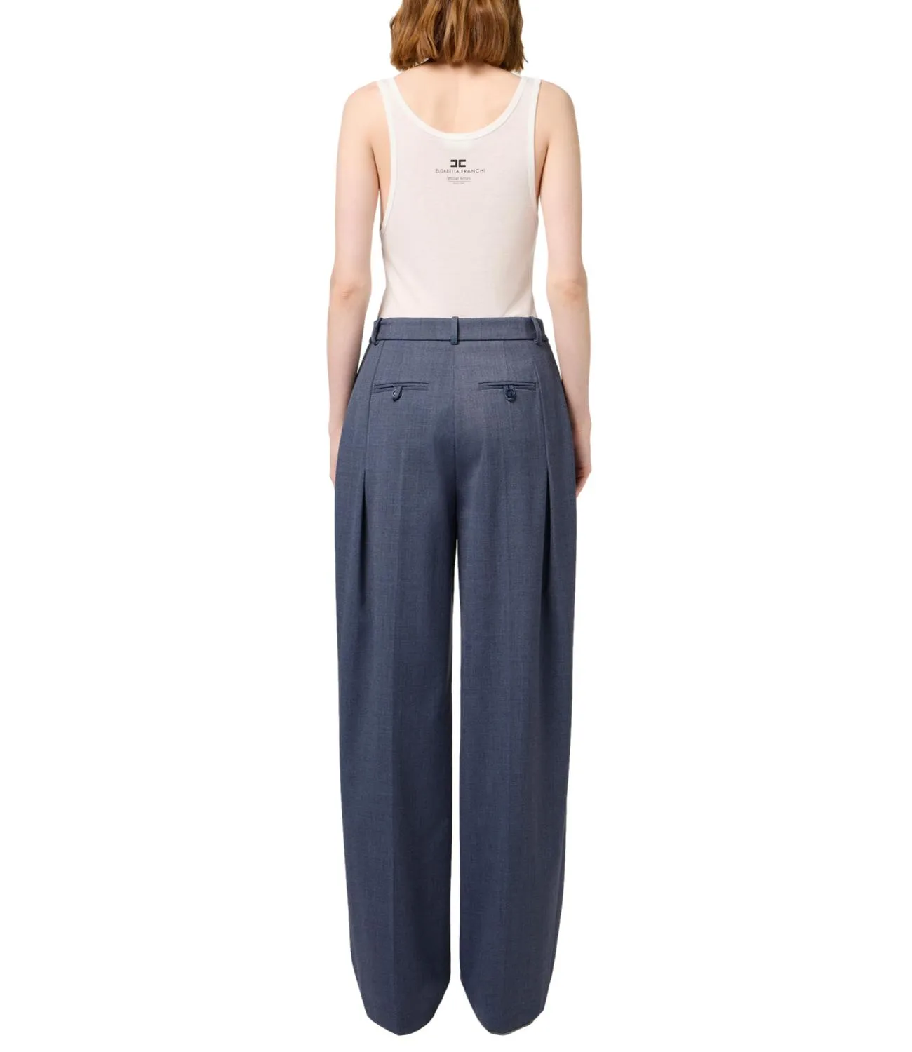 Elisabetta Franchi Pantalone Navy Donna