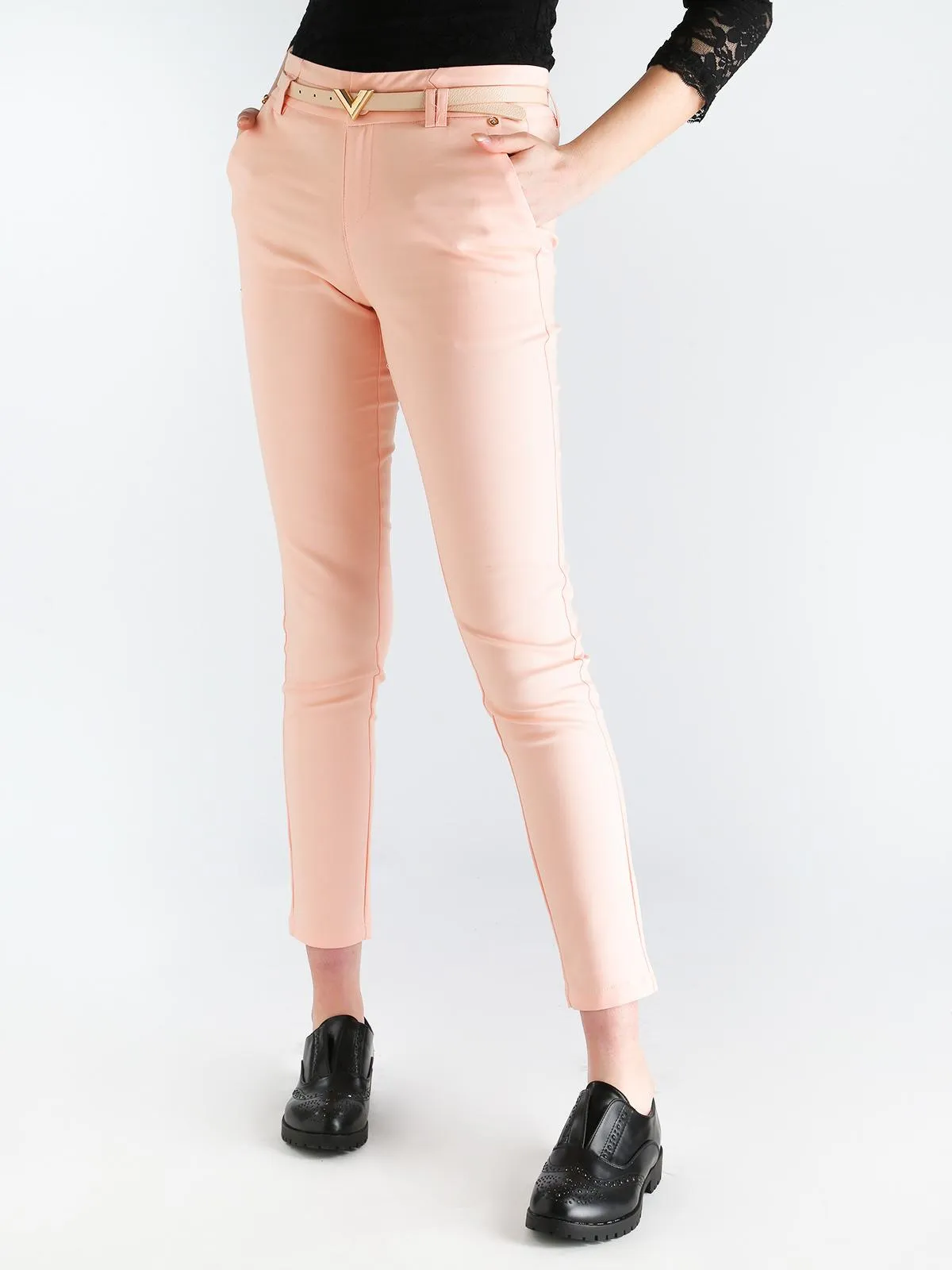 Freesia Pantalon cigarette classique  Rose