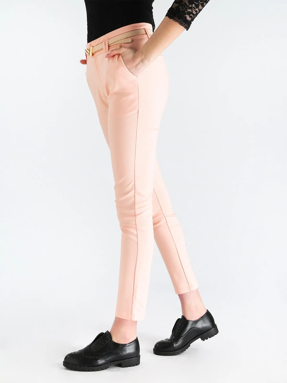 Freesia Pantalon cigarette classique  Rose