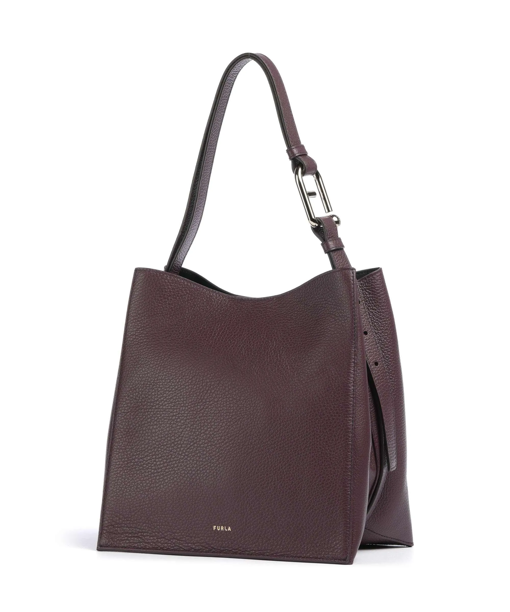  Furla Nuvola S Borsa hobo pelle di vacchetta grana rosso bordò  