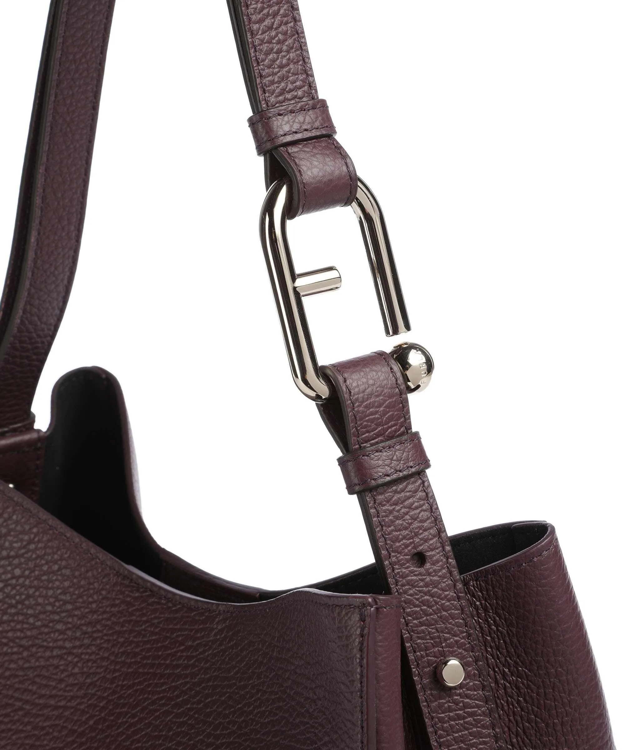  Furla Nuvola S Borsa hobo pelle di vacchetta grana rosso bordò  