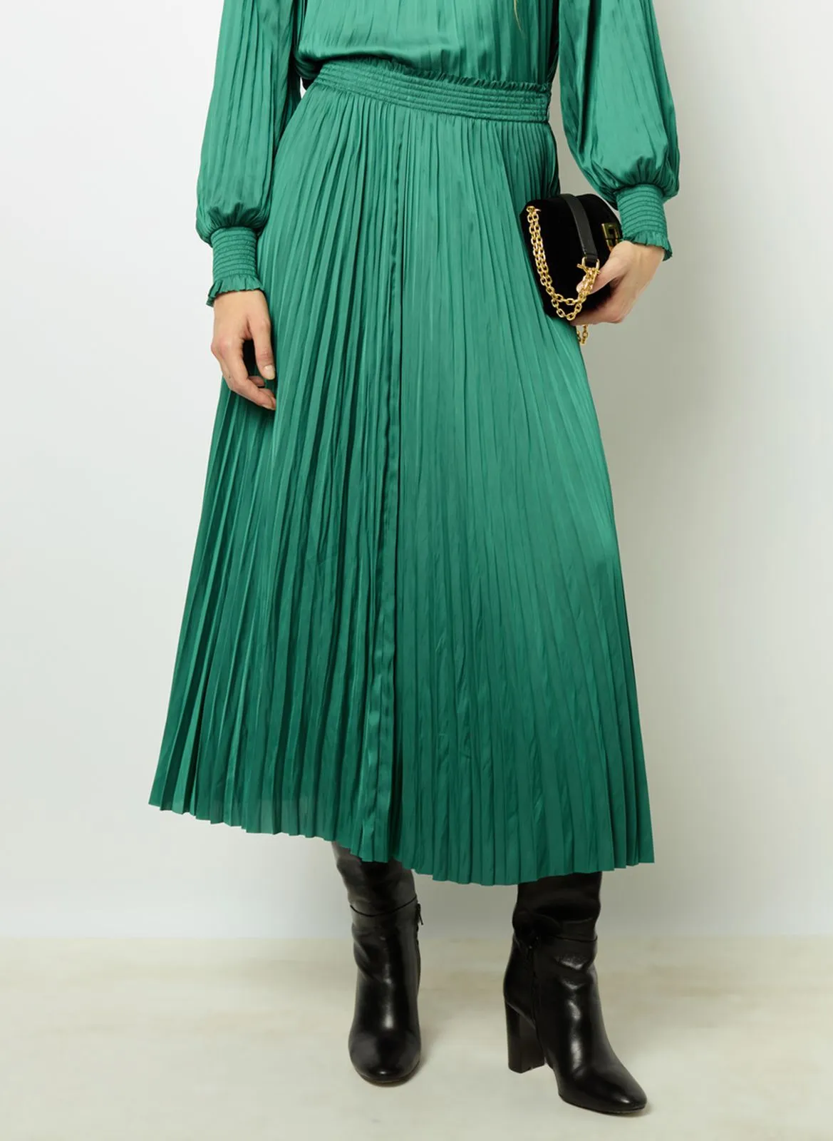  GERARD DAREL   CARRY - Gonna lunga satinata plissettata | Verde