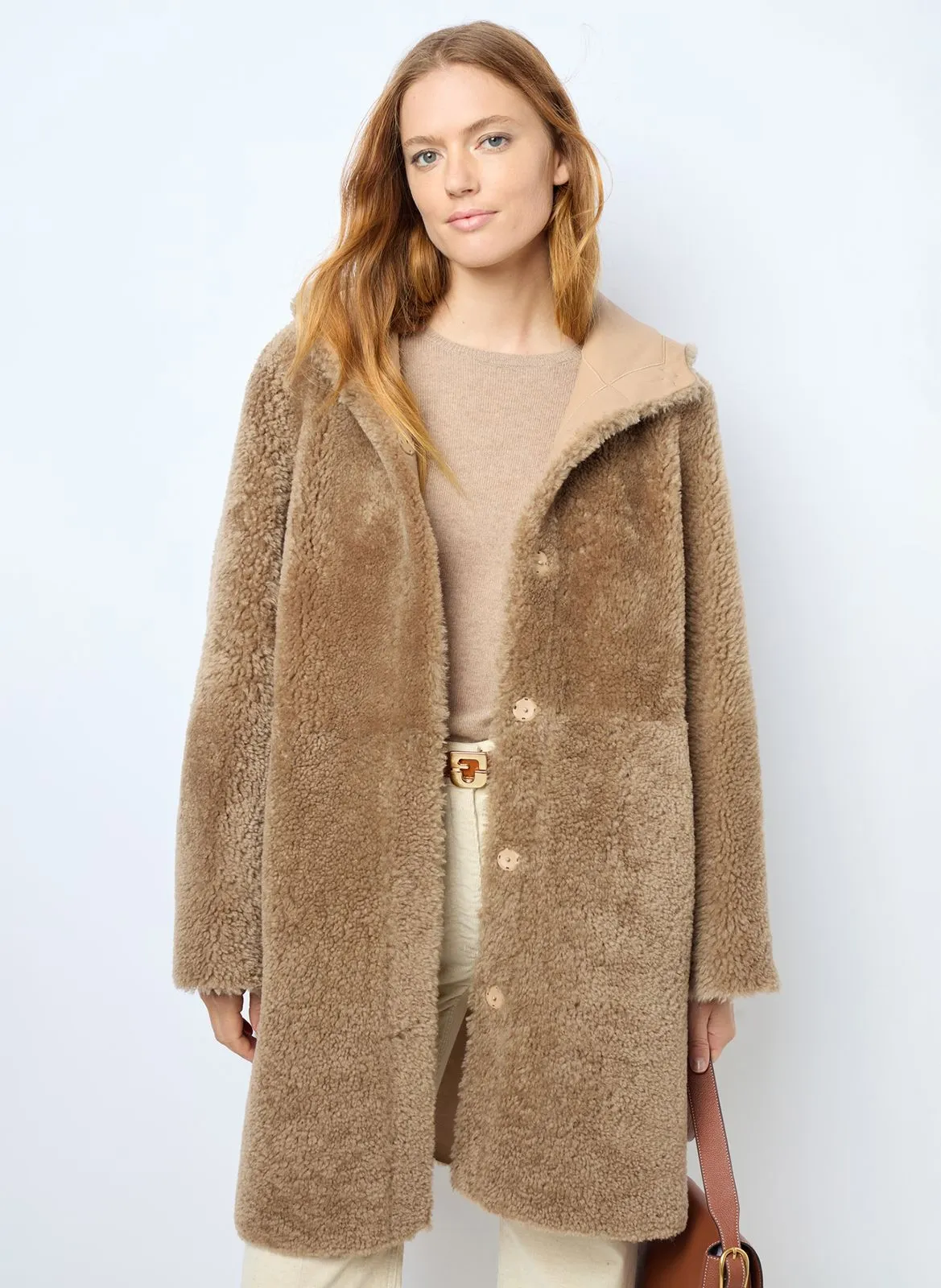  GERARD DAREL   LELIE - Cappotto con collo alto in shearling | Beige