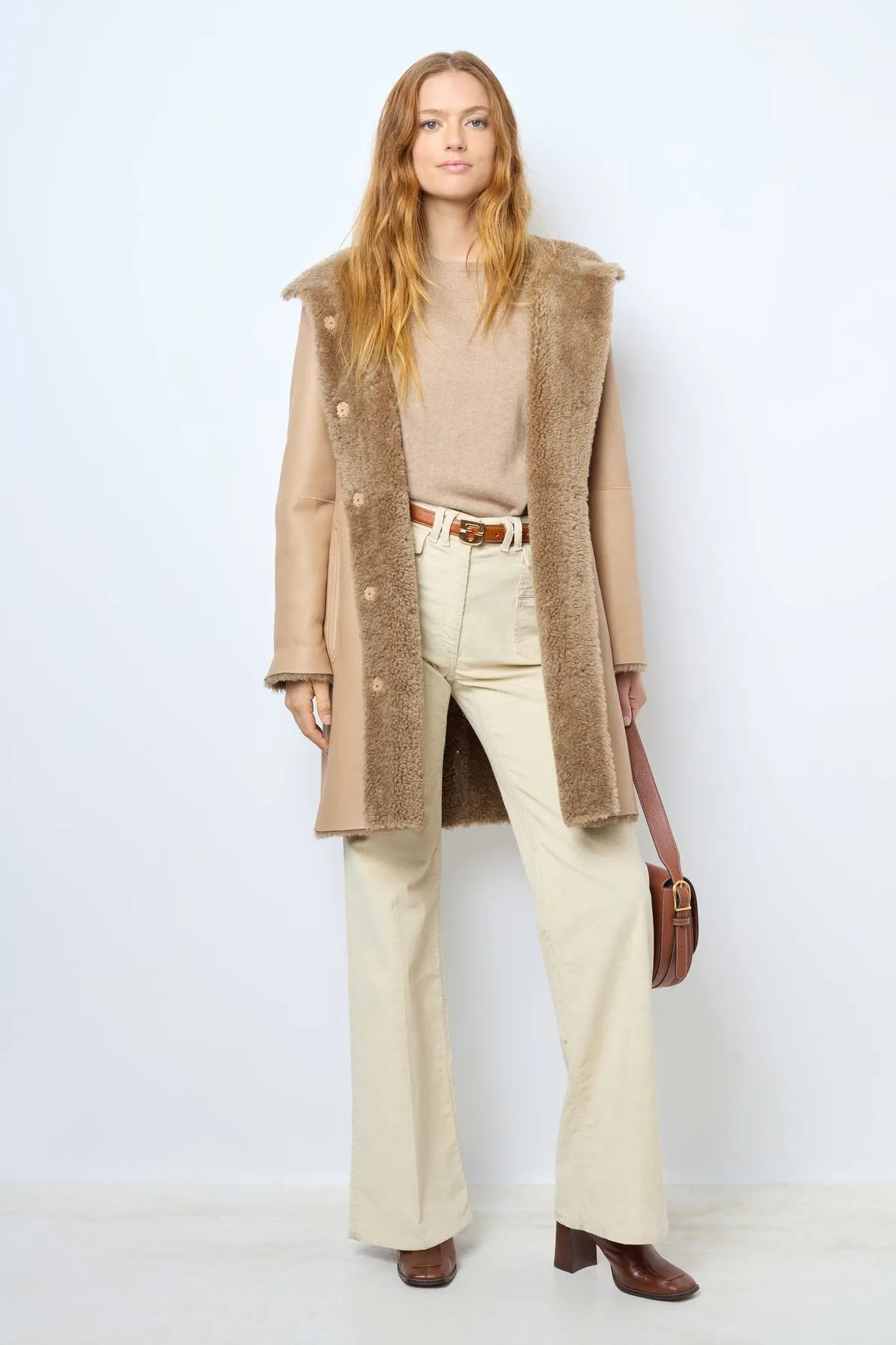  GERARD DAREL   LELIE - Cappotto con collo alto in shearling | Beige