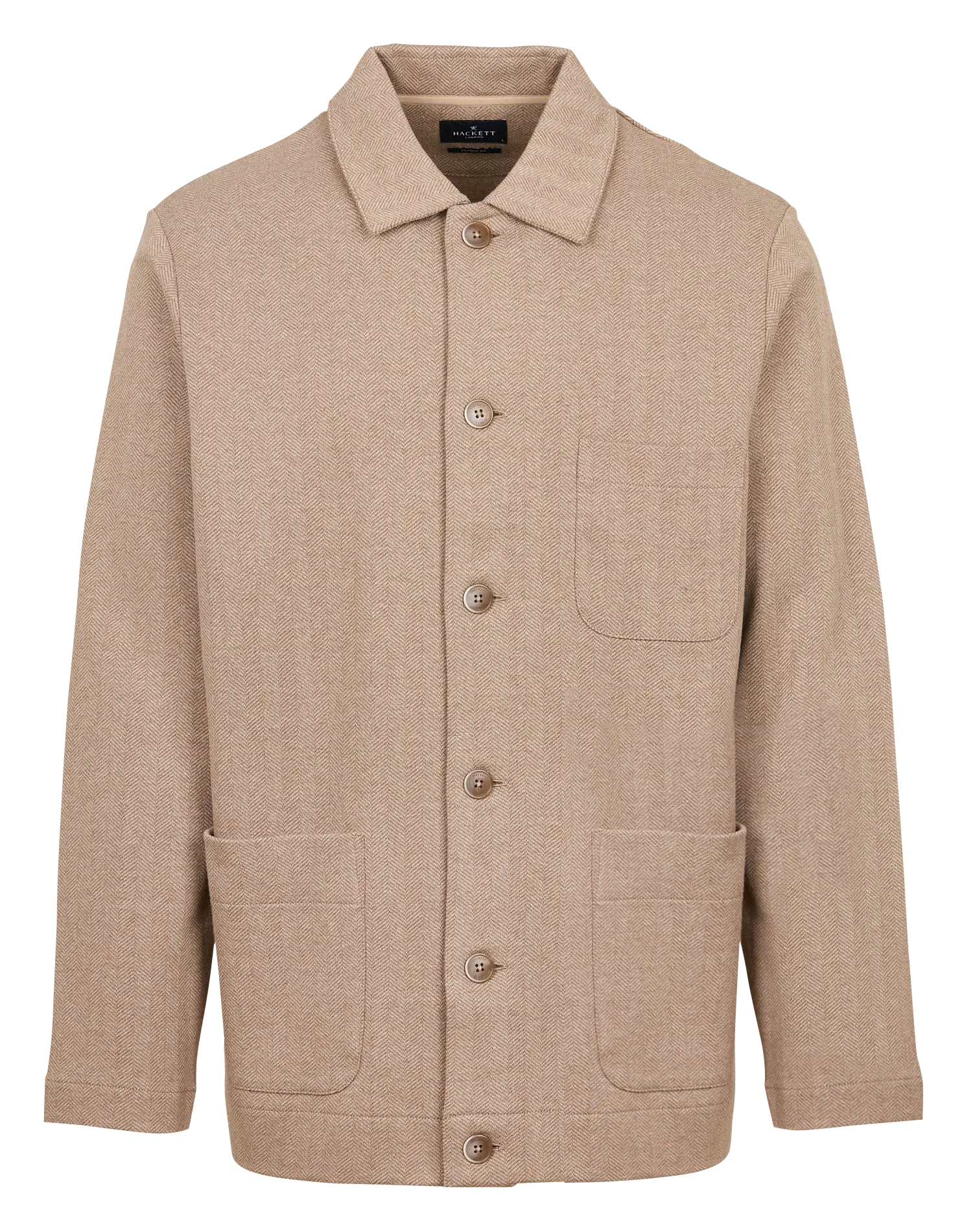  HACKETT   Giacca dritta collo classico in cotone | Beige