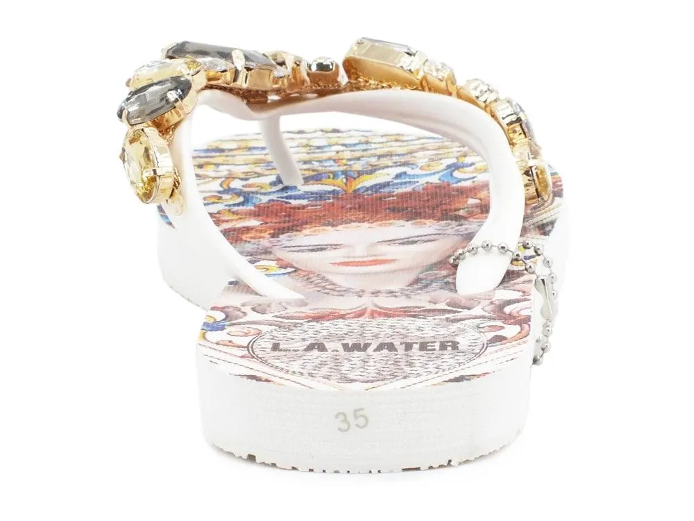 L.A. WATER Majolica Infradito White Multi 02121A