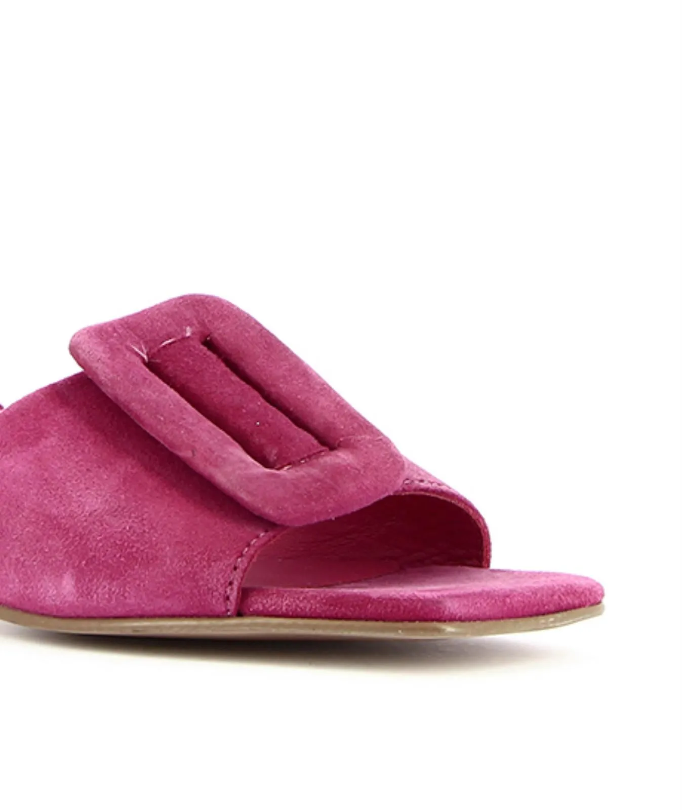 Mules in pelle scamosciata fucsia con tacco largo