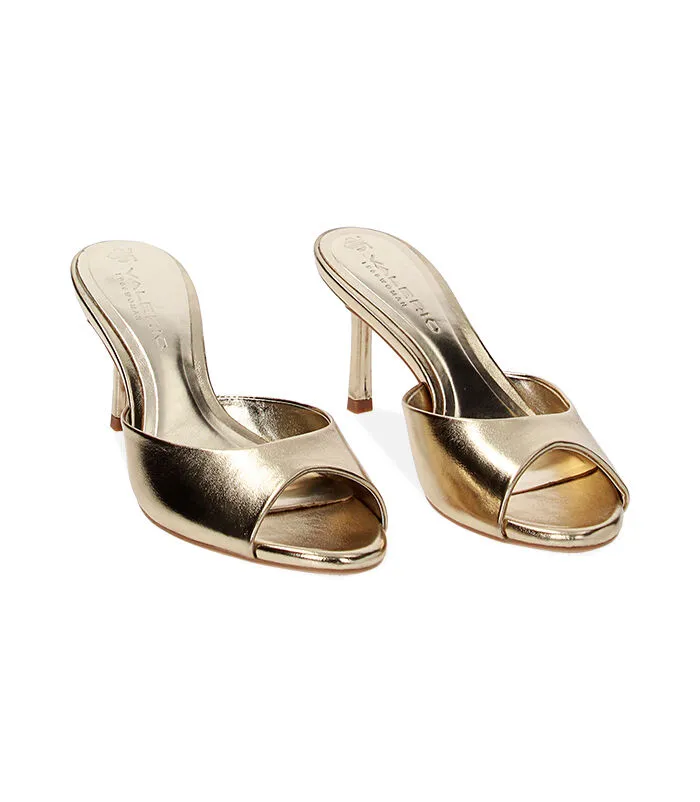 Mules Open Toe oro in laminato