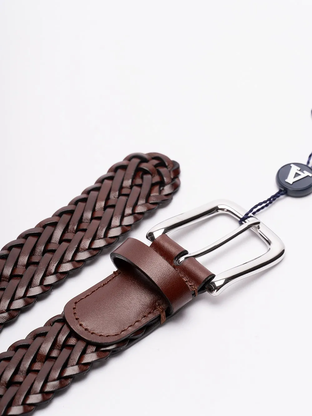 Narrow Woven Leather Casual Belt