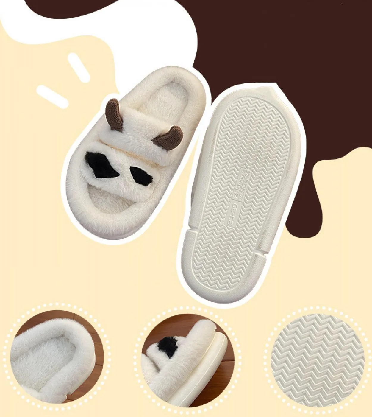 Nuove pantofole in peluche con una sola parola con fondo spesso Abbigliamento esterno da donna Pantofole da donna in cotone per