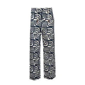 Pantalone Bella in cotone stampato blu 'S Max Mara