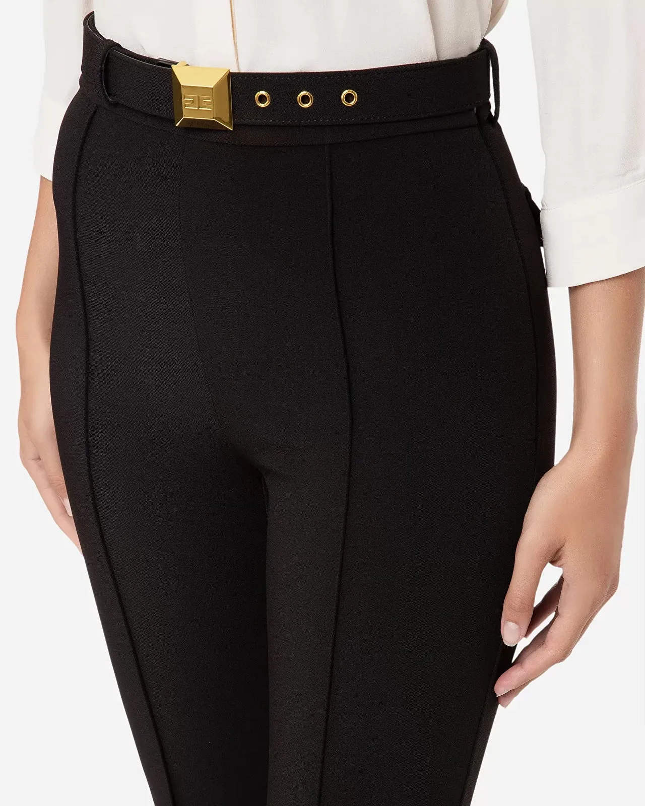 Pantalone bootcut crepe nero