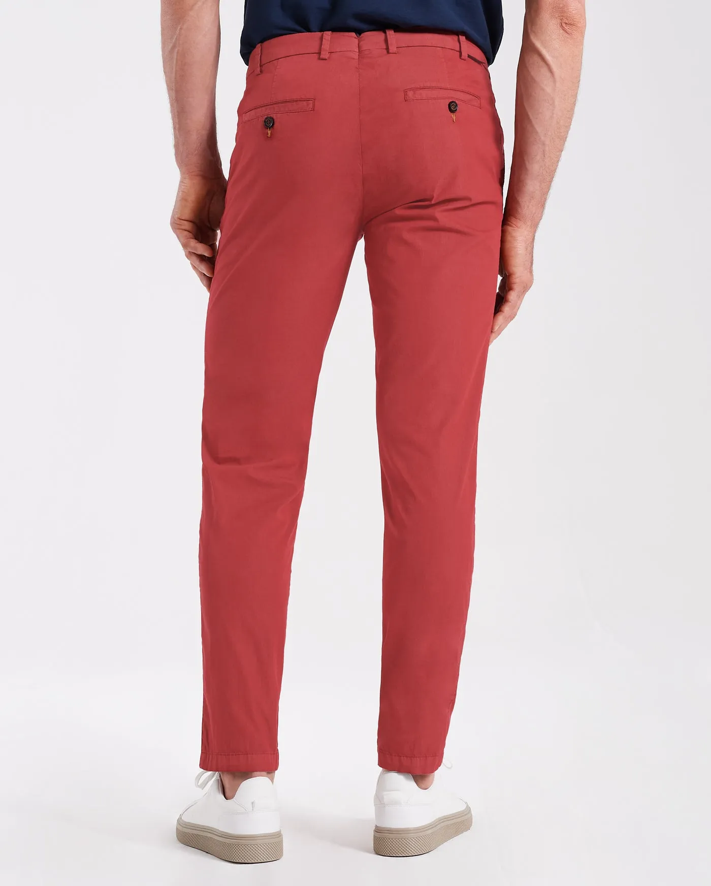 Pantalone chino in popeline di cotone leggero rosso ciliegia slim fit