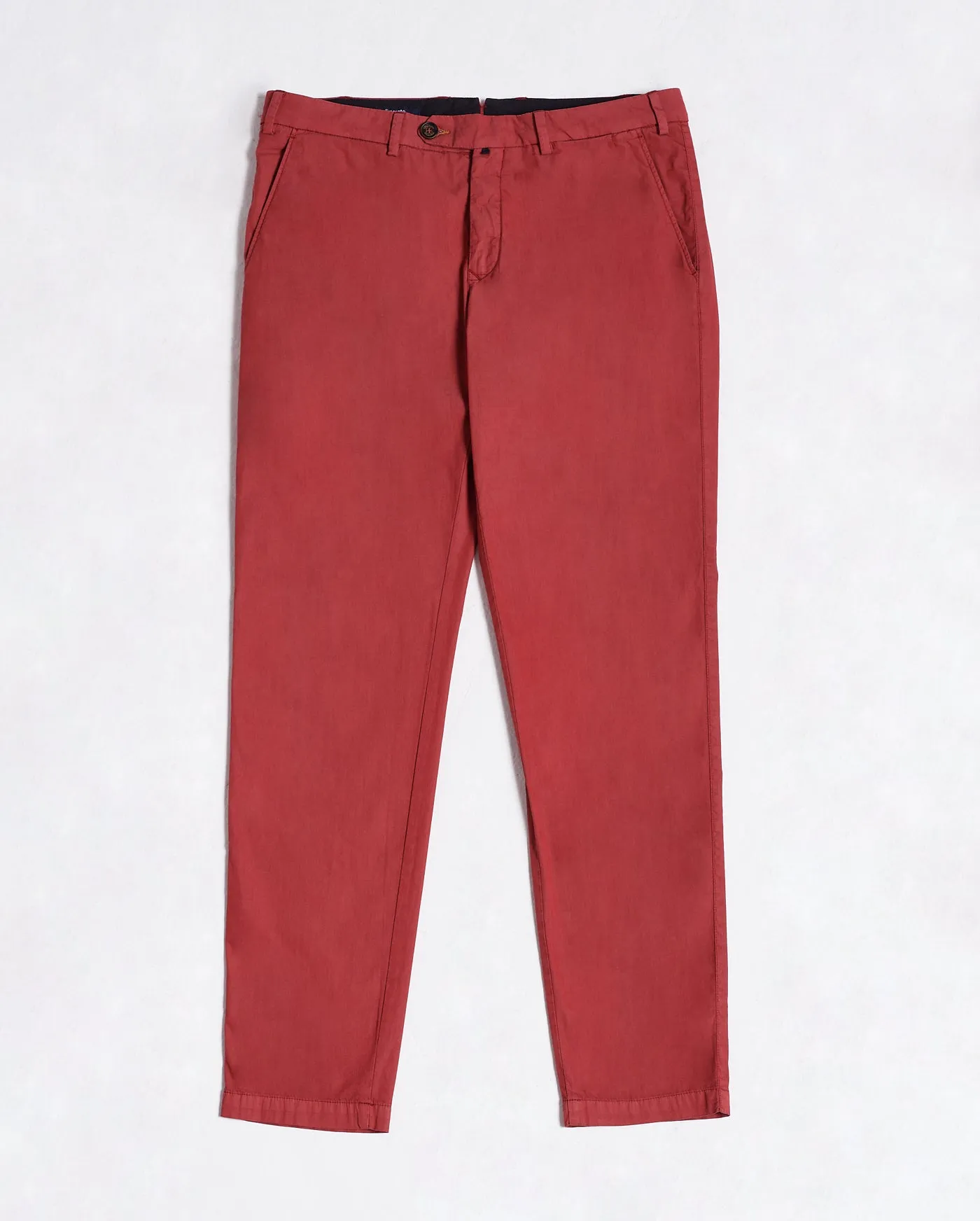 Pantalone chino in popeline di cotone leggero rosso ciliegia slim fit