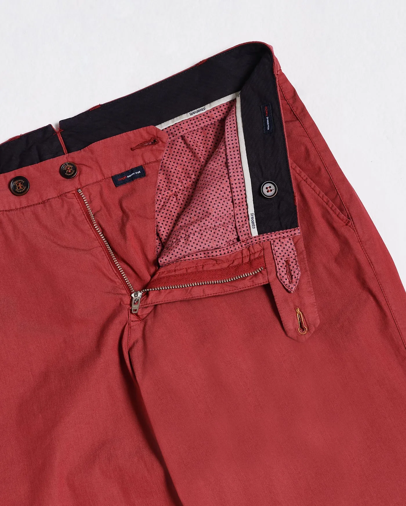 Pantalone chino in popeline di cotone leggero rosso ciliegia slim fit