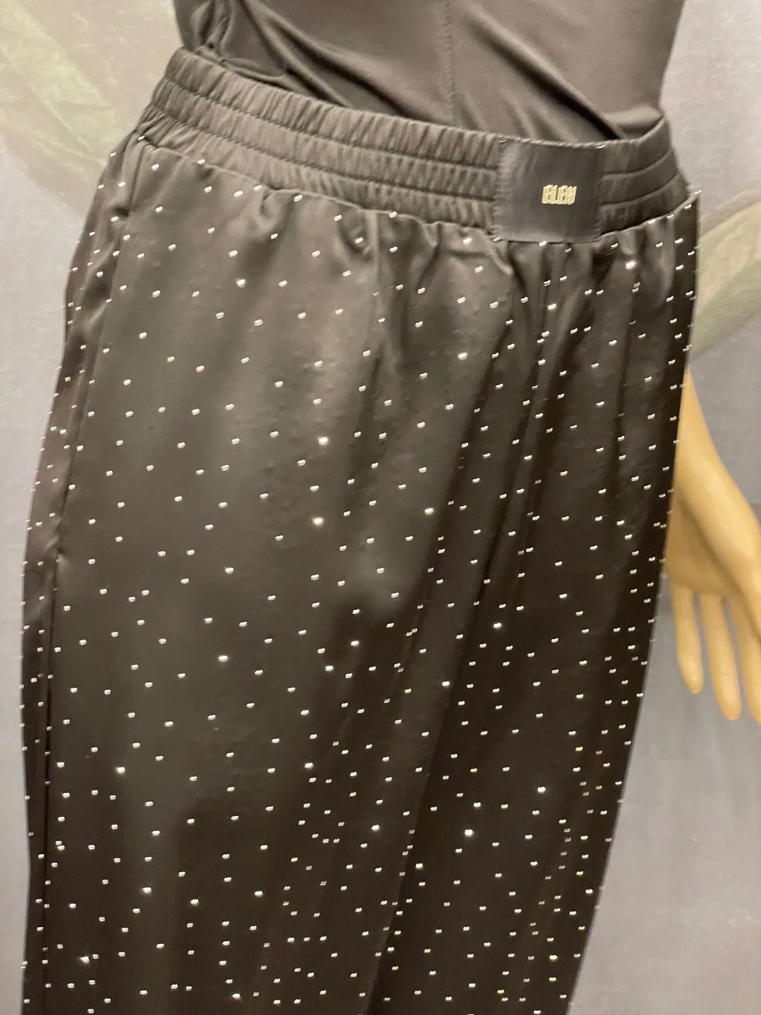 Pantalone con Piccoli Strass Nero