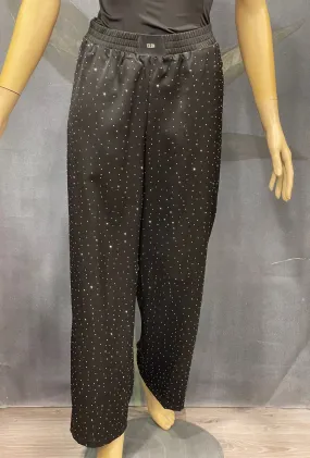 Pantalone con Piccoli Strass Nero