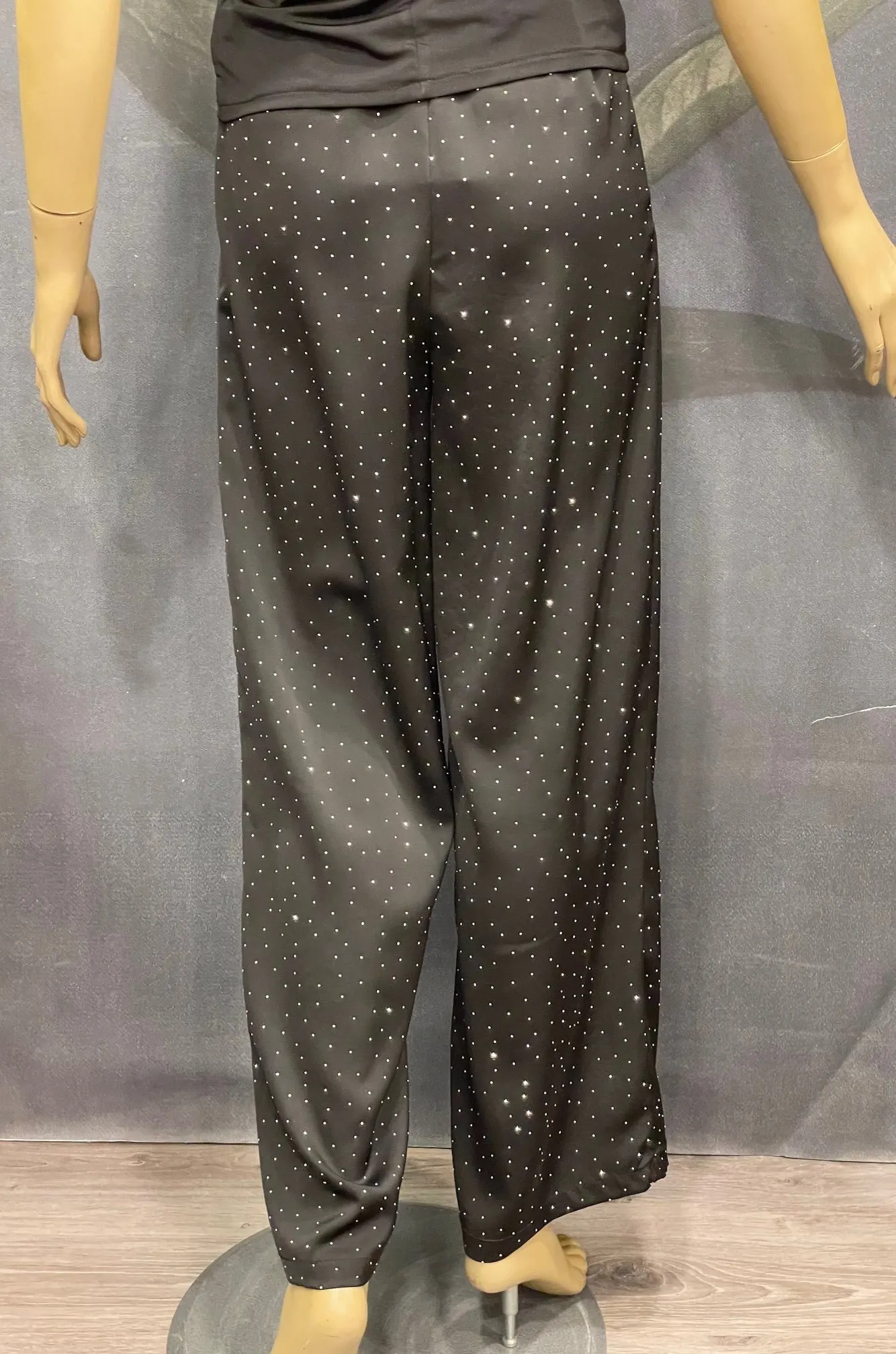 Pantalone con Piccoli Strass Nero