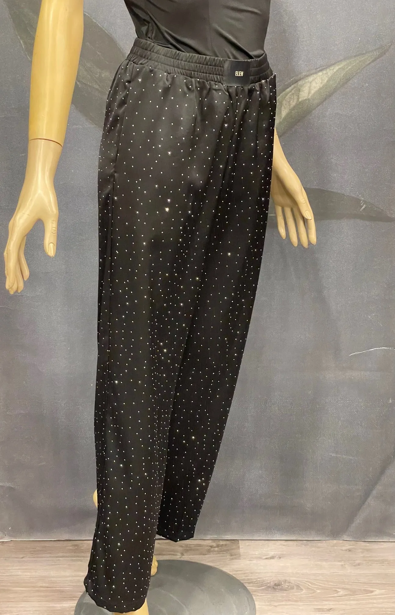 Pantalone con Piccoli Strass Nero