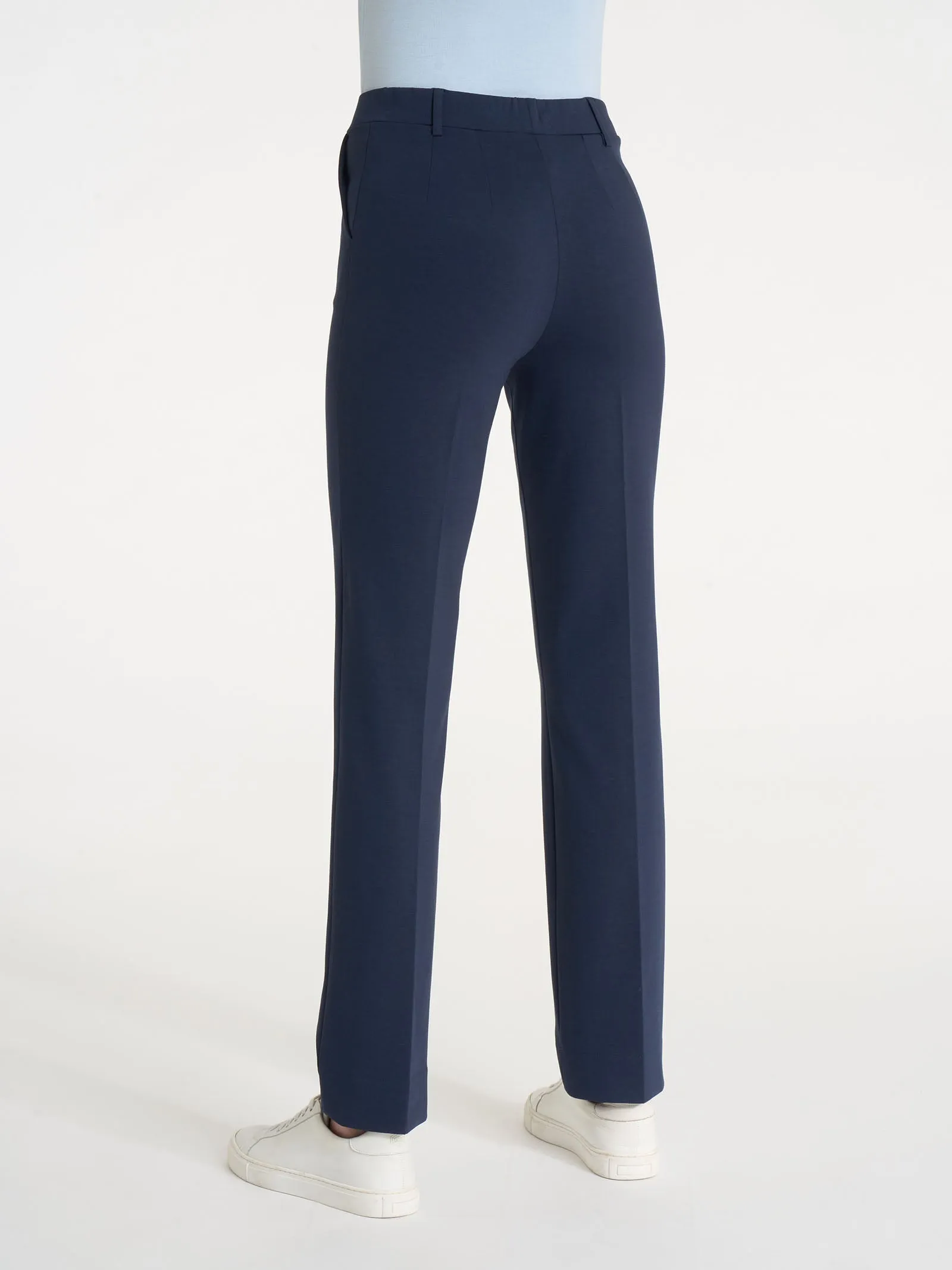 Pantalone dritto con tasche in Compact Light - Bleu