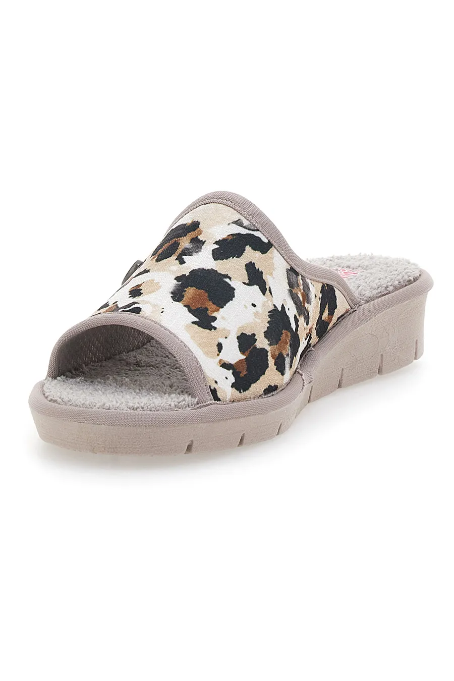 Pantofole Leopardate con Punta Aperta Linea Comoda 7551P