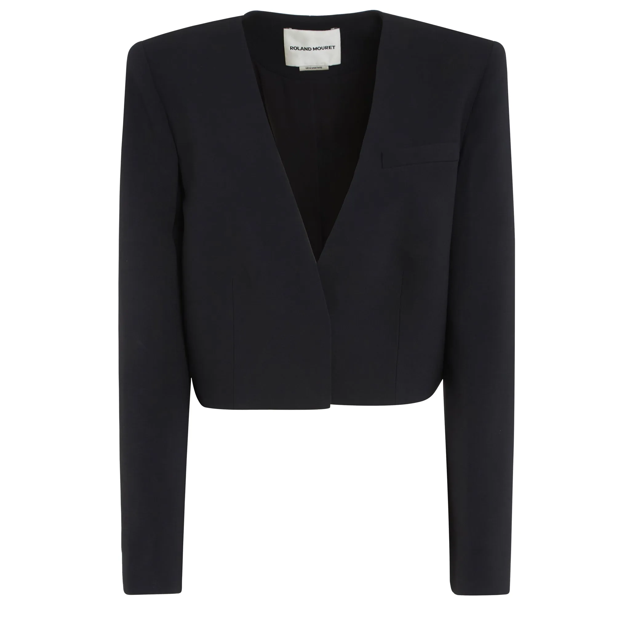 ROLAND MOURET  Giacca crop doppio petto in tessuto nera