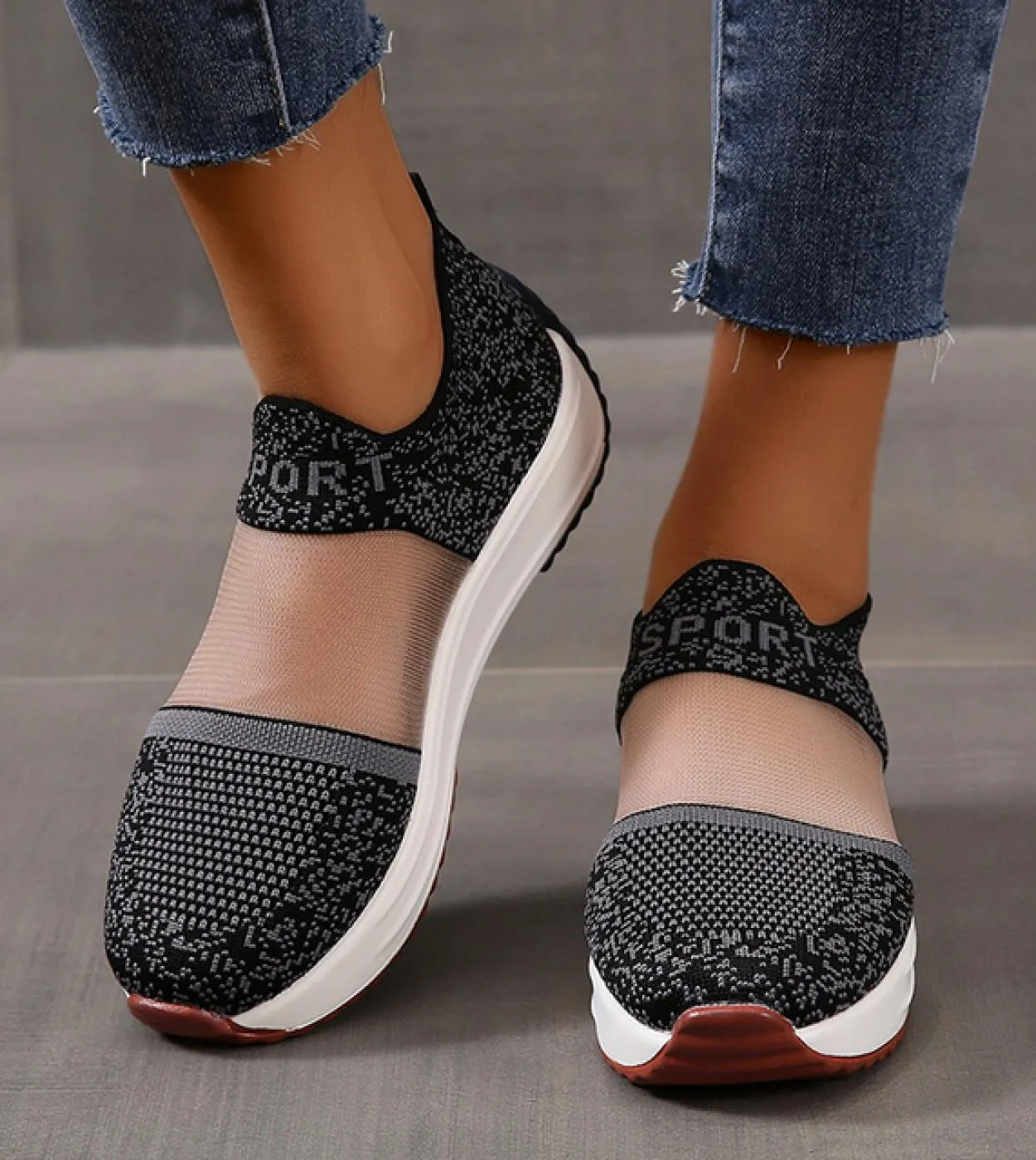 Scarpe da ginnastica moda donna Traspirante Air Mesh Suola spessa piatta Leopard Lace Up Summer Sport Scarpe casual Ladies Girl