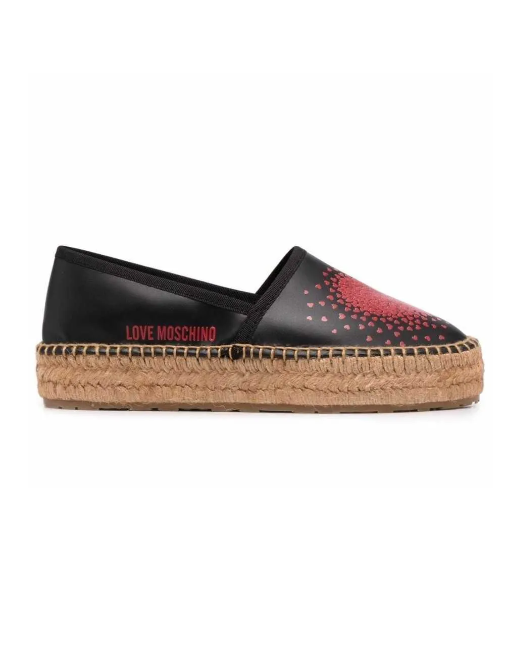 Scarpe donna Love Moschino espadrillas heart-print platform nero