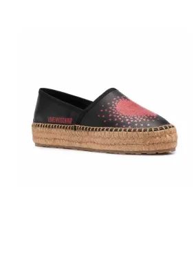 Scarpe donna Love Moschino espadrillas heart-print platform nero