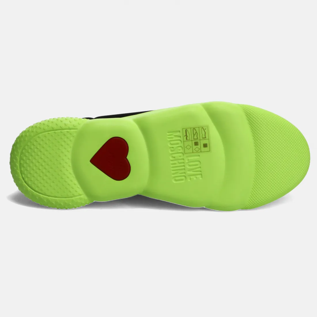 Sneaker slip on Love Moschino nera con maxi suola verde acido