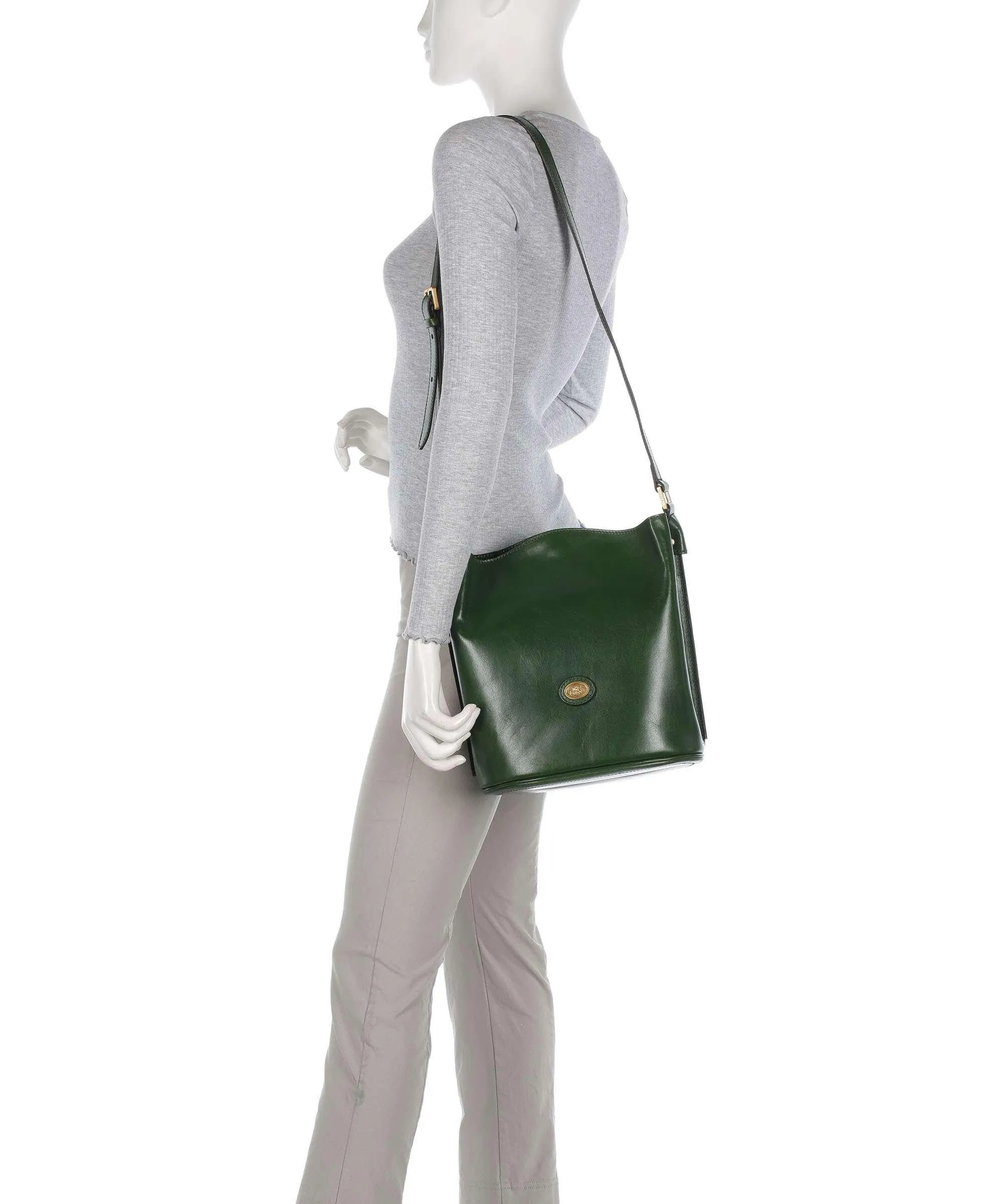  The Bridge Story Donna Borsa hobo pelle di vacchetta finemente grana verde scuro  