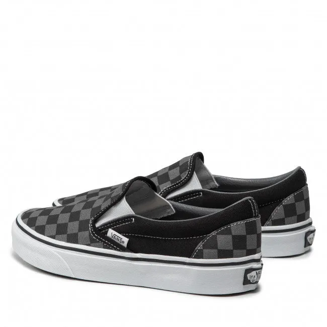 Vans Slip On Scacchi Nera Grigio Senza Lacci