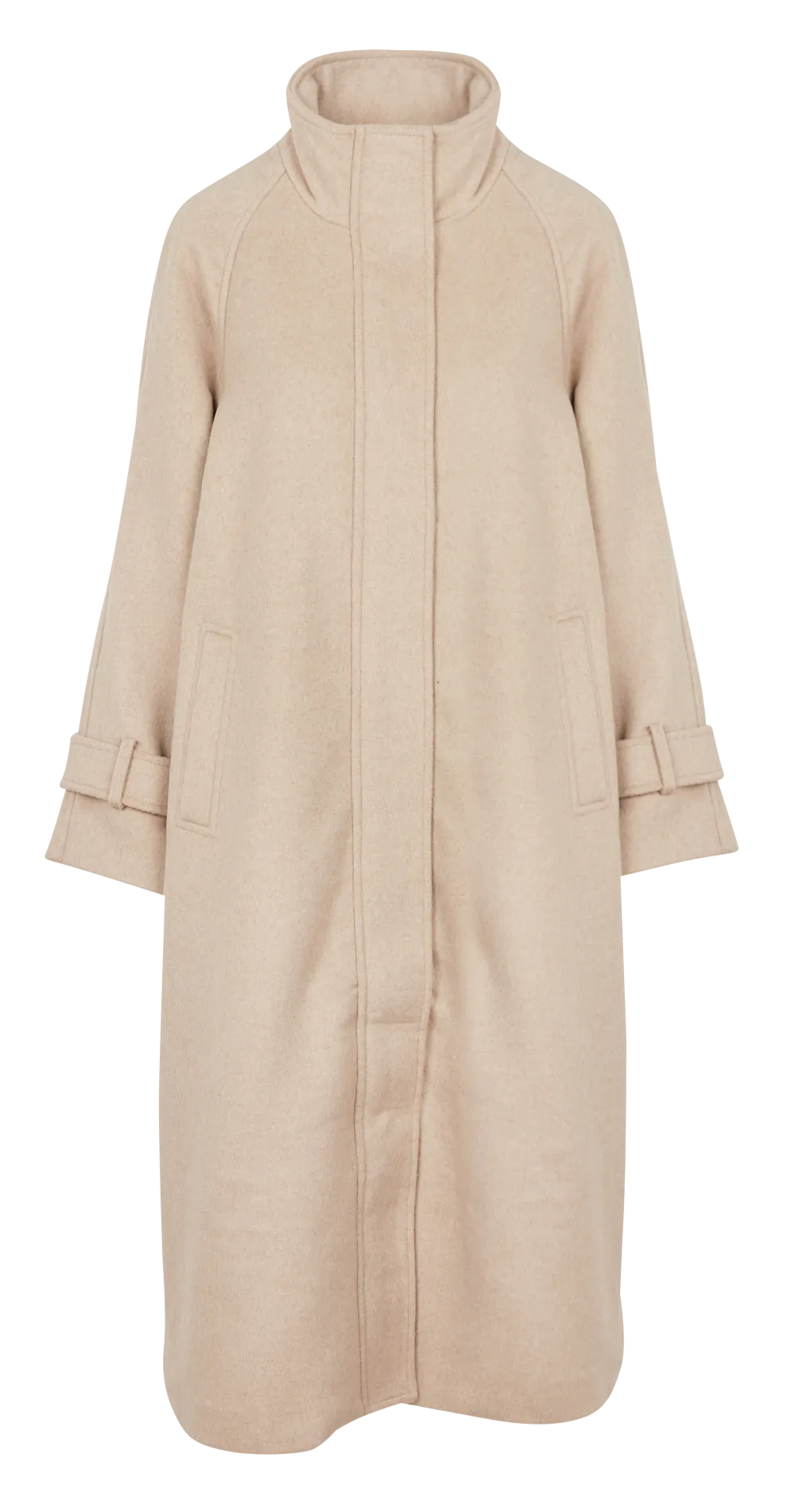  VILA   CADA - Cappotto lungo dritto con collo alto in misto lana riciclata | Beige