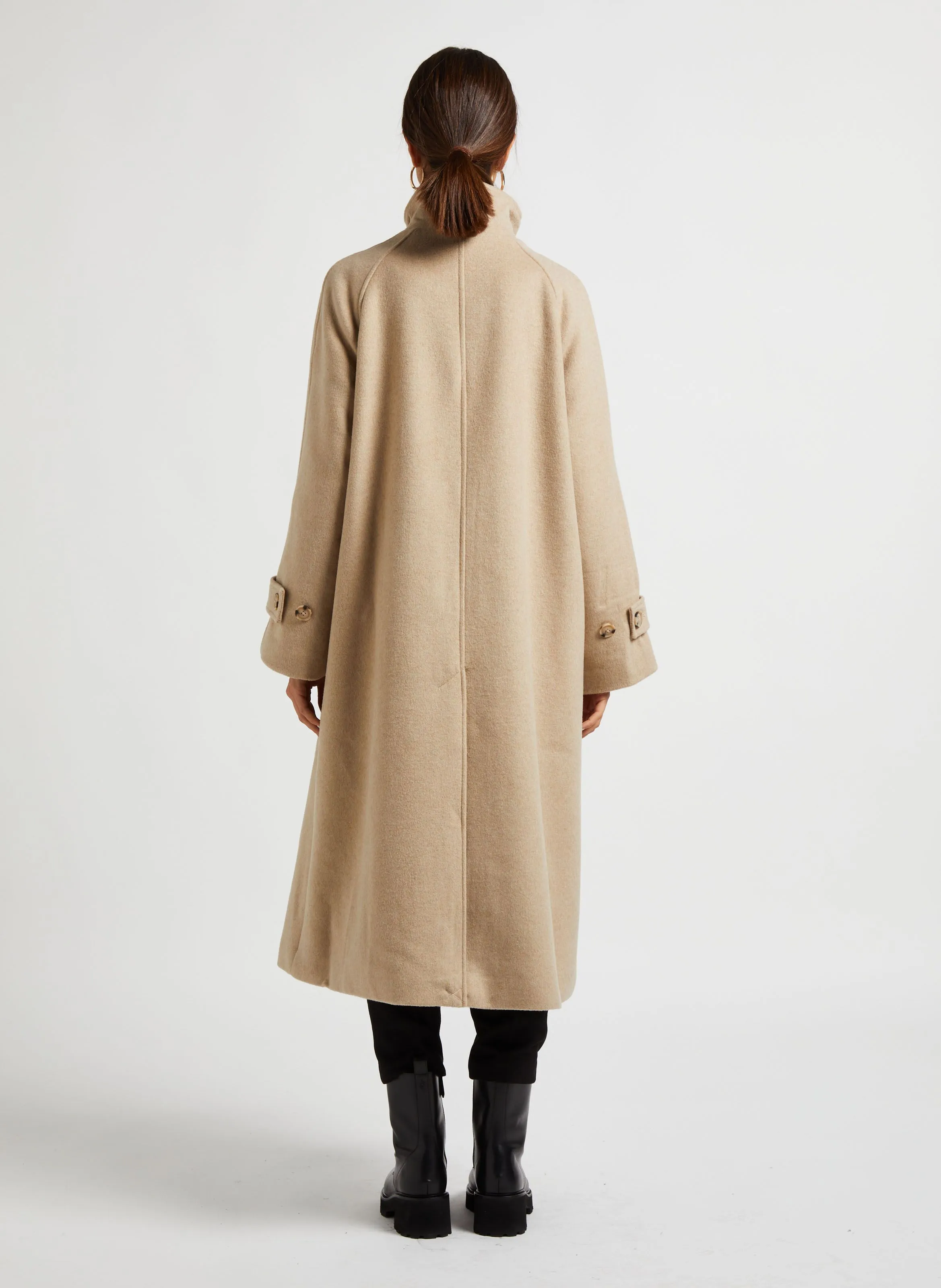  VILA   CADA - Cappotto lungo dritto con collo alto in misto lana riciclata | Beige