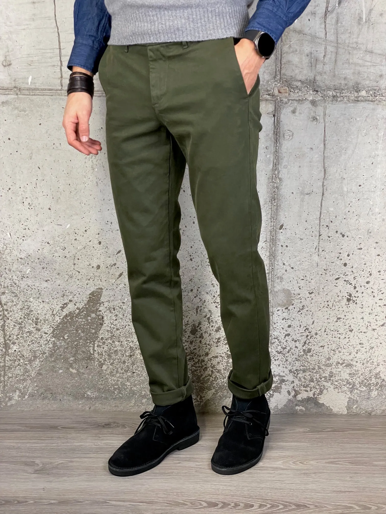 Zero Construction Pantalone Slim Beron Verde